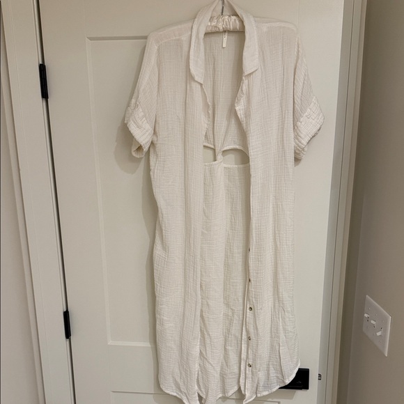 Anthropologie White Button-Down Lucia Swim Coverup - Picture 3 of 5